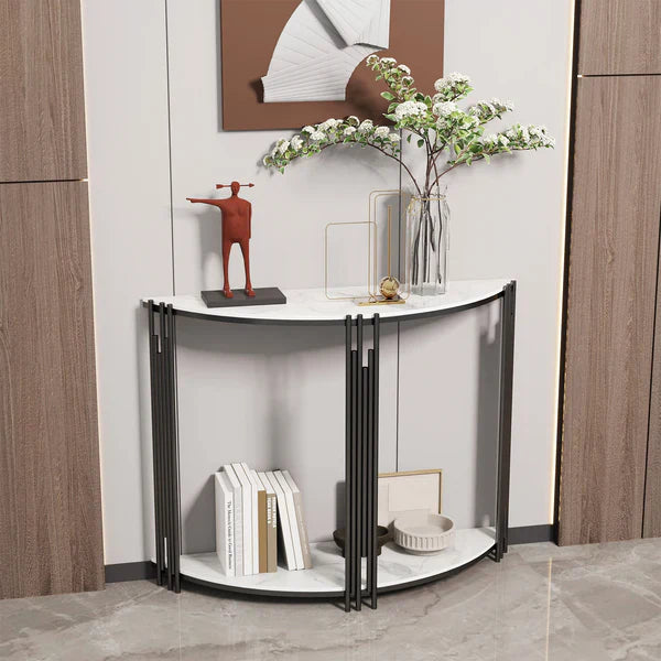 Minimalist Arc Console Table with Dual Shelf Design