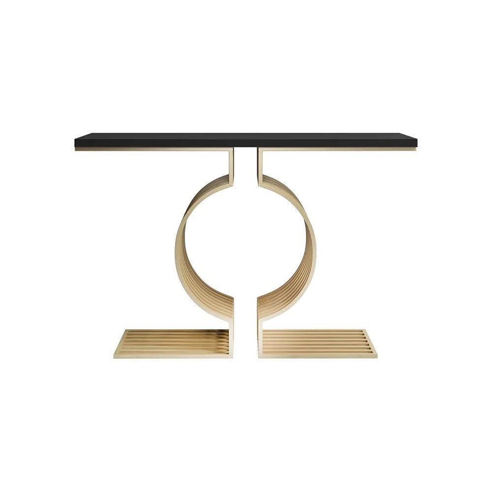 Modern Designer Console Table with Twin Golden Rings