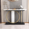Modern Minimalist Console with Gold Ring and Marble Panel
