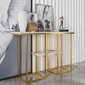 Sophisticated Console Table with Golden Frame and Marble Surface