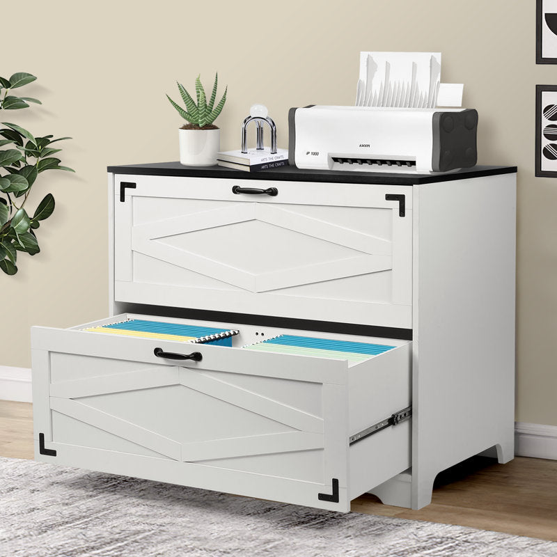 Two Drawer Filing Cabinet with Storage Top for Home Office Organization