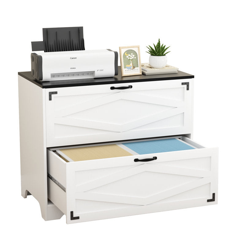 Two Drawer Filing Cabinet with Storage Top for Home Office Organization