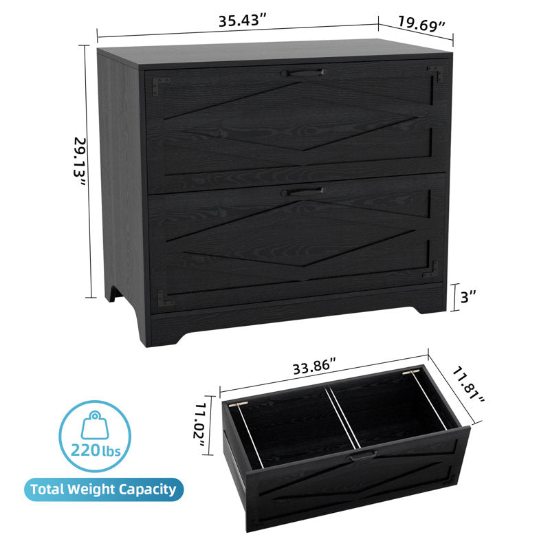 Two Drawer Filing Cabinet with Storage Top for Home Office Organization