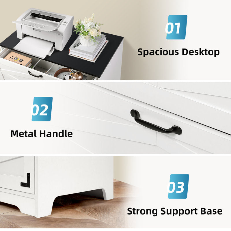 Two Drawer Filing Cabinet with Storage Top for Home Office Organization