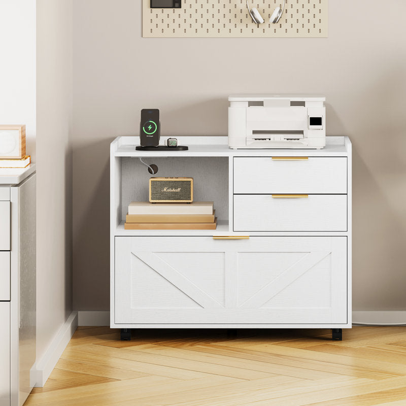 Mobile Filing Cabinet with Two Drawers and Cabinet Storage for Documents