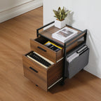 Rolling Filing Cabinet with Two Drawers and Side Storage Pocket for Home Office