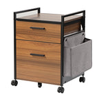 Rolling Filing Cabinet with Two Drawers and Side Storage Pocket for Home Office