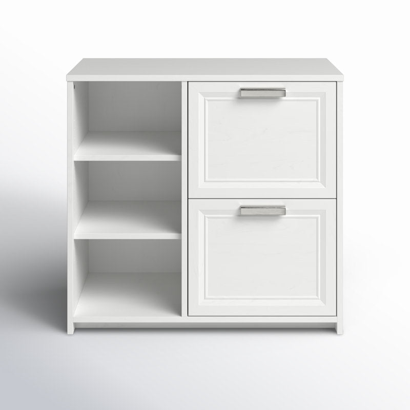 Two Drawer Filing Cabinet with Open Shelves for Home Office Storage