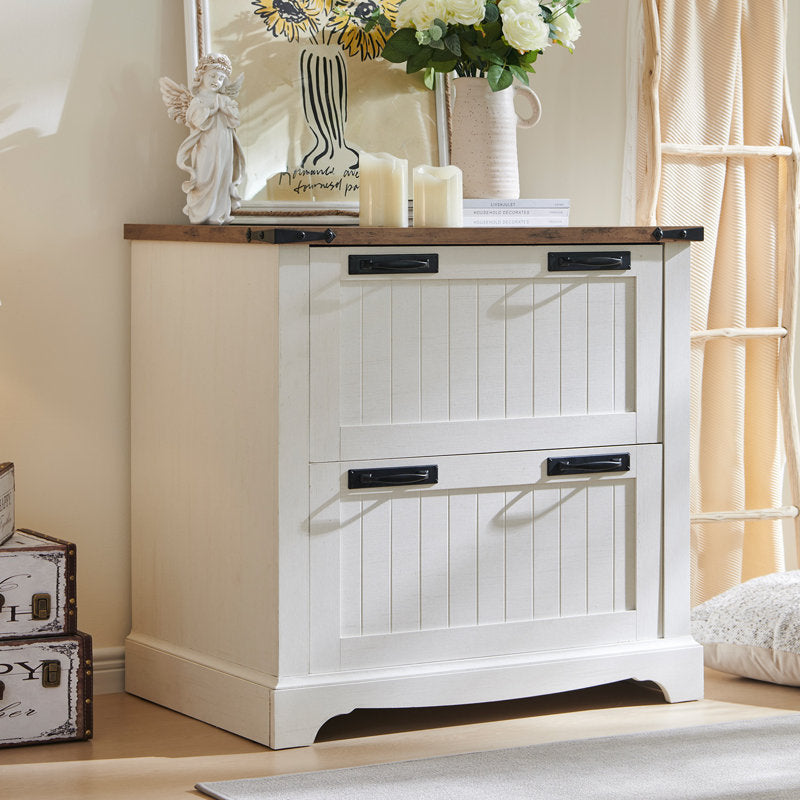 Large Wooden Filing Cabinet with Two Drawers for Office File and Document Storage