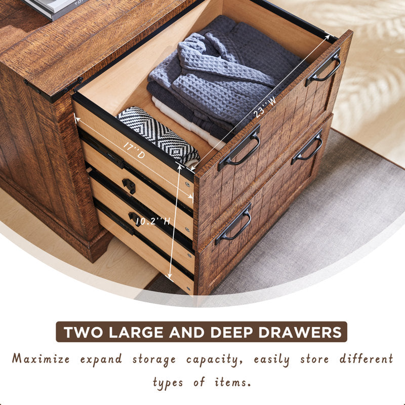 Large Wooden Filing Cabinet with Two Drawers for Office File and Document Storage