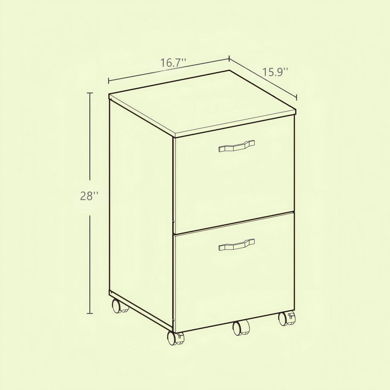 Modern Two Drawer Filing Cabinet for Office File and Document Storage