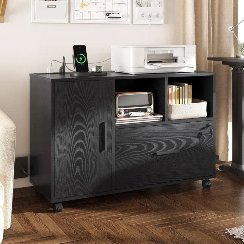 Multi Storage Filing Cabinet with Drawer Door and Shelves for Office Documents