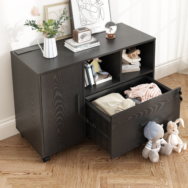Multi Storage Filing Cabinet with Drawer Door and Shelves for Office Documents
