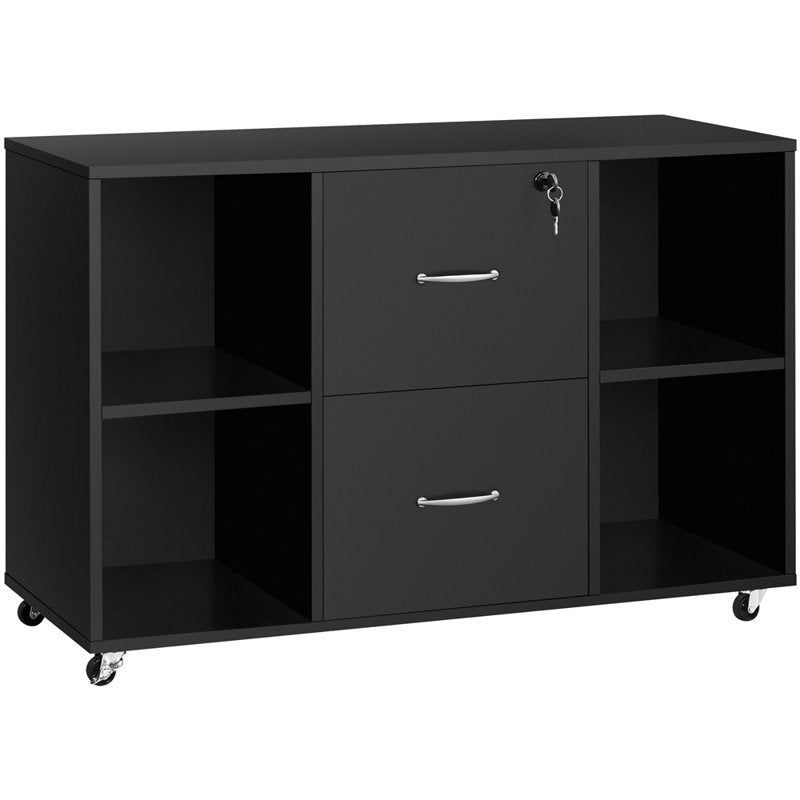 Office Filing Cabinet with Lockable Drawers and Shelves for Document Organization
