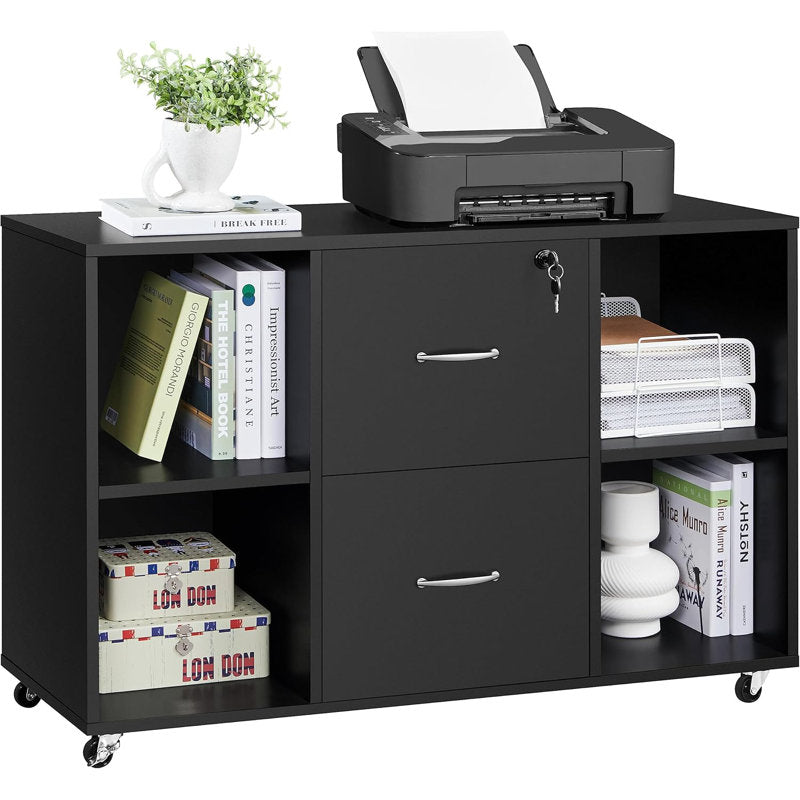 Office Filing Cabinet with Lockable Drawers and Shelves for Document Organization