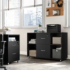 Office Filing Cabinet with Lockable Drawers and Shelves for Document Organization