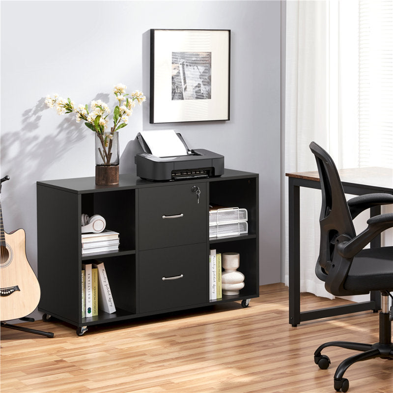 Office Filing Cabinet with Lockable Drawers and Shelves for Document Organization
