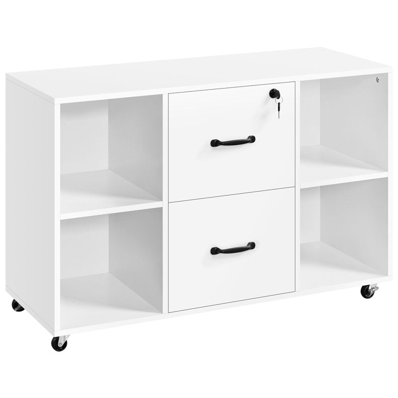 Office Filing Cabinet with Lockable Drawers and Shelves for Document Organization