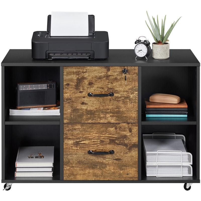 Office Filing Cabinet with Lockable Drawers and Shelves for Document Organization