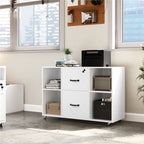 Office Filing Cabinet with Lockable Drawers and Shelves for Document Organization
