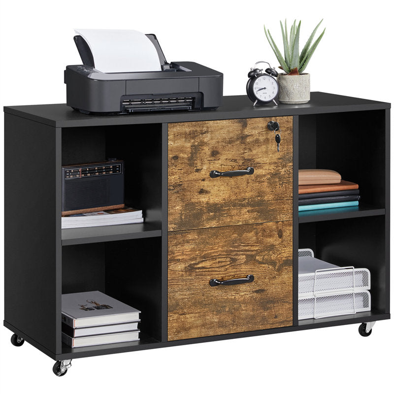 Office Filing Cabinet with Lockable Drawers and Shelves for Document Organization