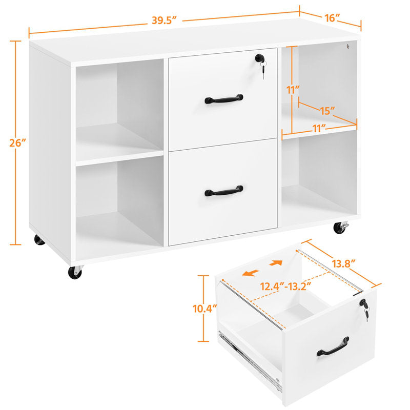 Office Filing Cabinet with Lockable Drawers and Shelves for Document Organization