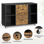 Office Filing Cabinet with Lockable Drawers and Shelves for Document Organization
