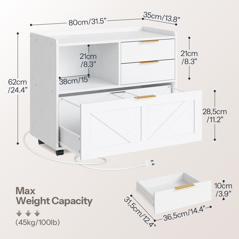 Home Office Filing Cabinet with Two Drawers Open Shelf and Storage Cabinet