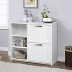 Modern Filing Cabinet with File Drawers and Open Shelving for Documents