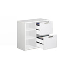 Modern Filing Cabinet with File Drawers and Open Shelving for Documents
