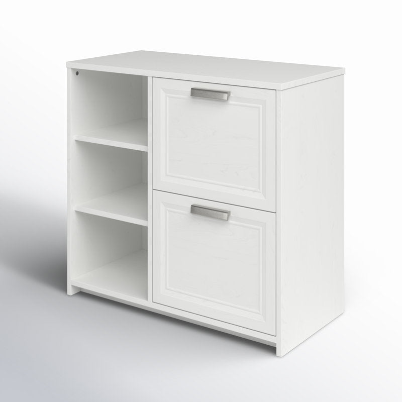 Modern Filing Cabinet with File Drawers and Open Shelving for Documents