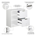 Modern Filing Cabinet with File Drawers and Open Shelving for Documents