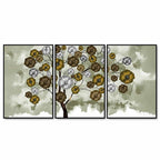 Flowery Tree Art Premium Floating Wall Painting Set of 3