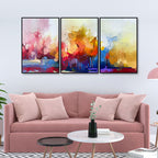 Forest of Color Uniqe Art of Color Blend Premium Floating Wall Painting Set of Three