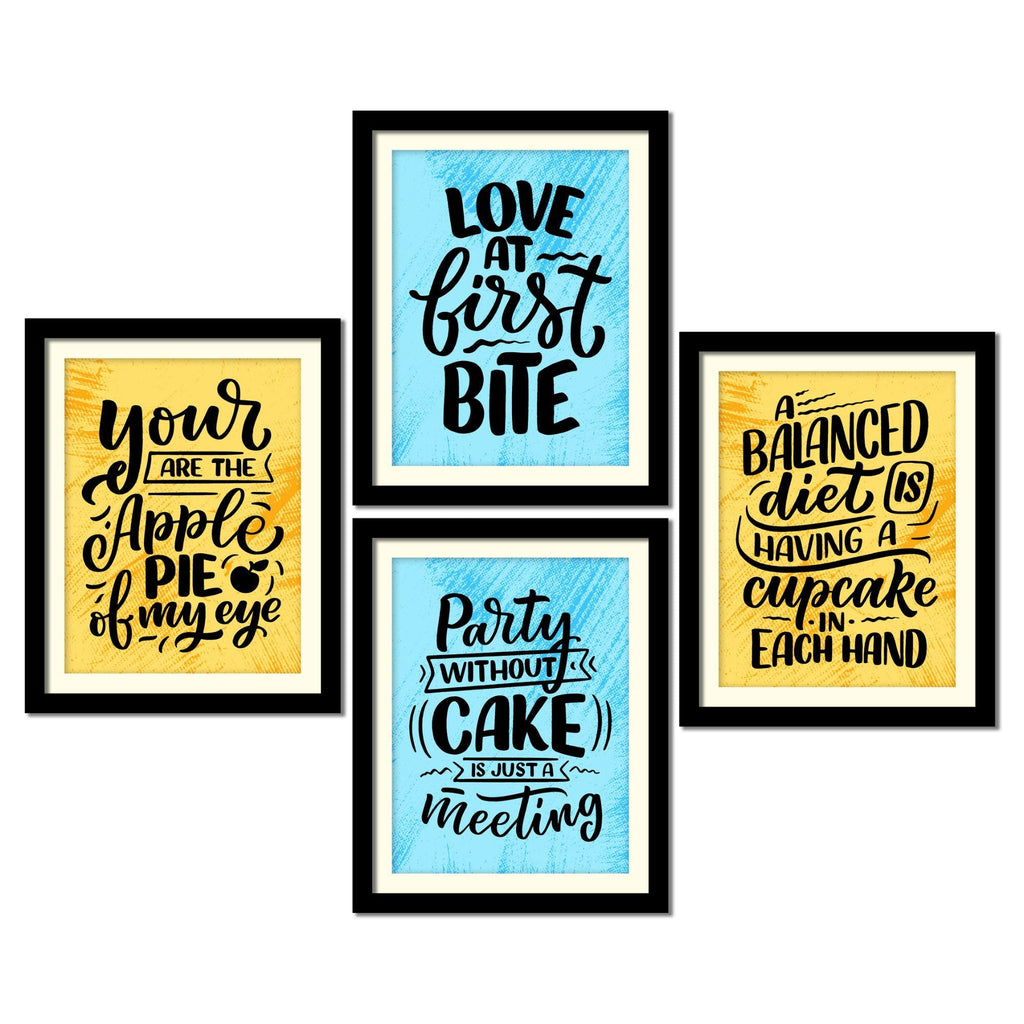 Food Lover Quotes Premium Wall Frame Set of Four