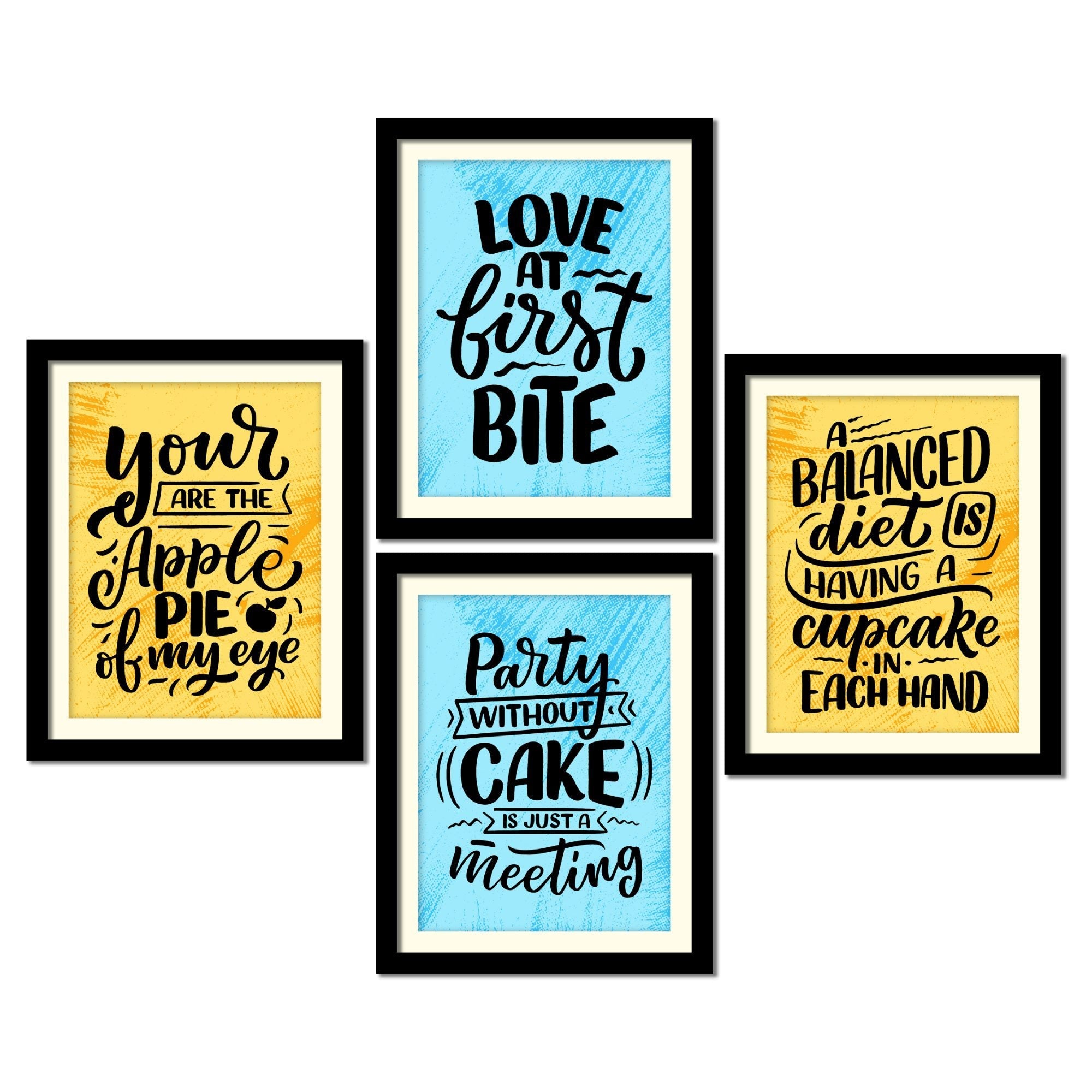 Food Lover Quotes Premium Wall Frame Set of Four