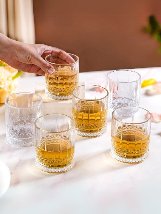 6 Pcs Premium Ribbed Whiskey Glasses 250ml