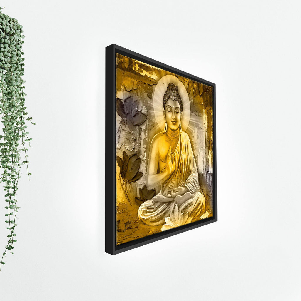 Gautam Buddha Floating Canvas Religious Wall Painting Frame