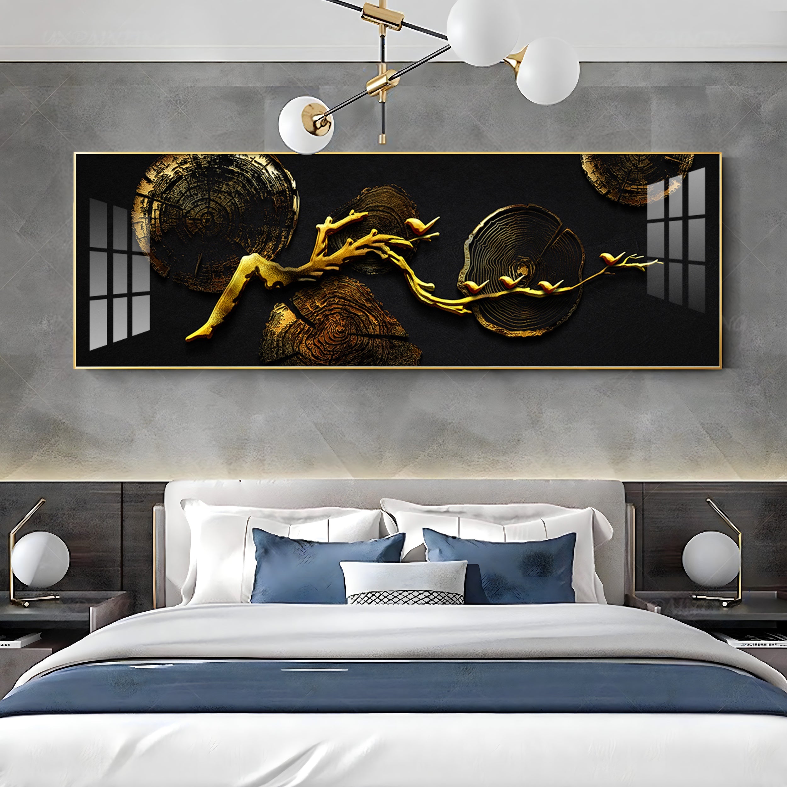 Elegant Golden Color Design Premium Acrylic Horizontal Wall Art
