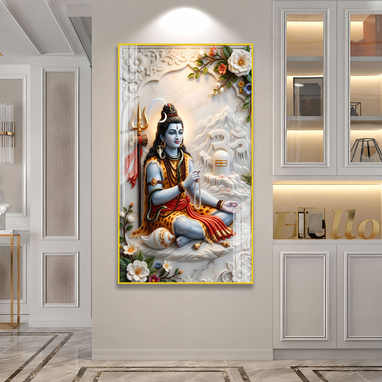 Lord Shiva Meditation Acrylic Wall Art for Home Temple Decor