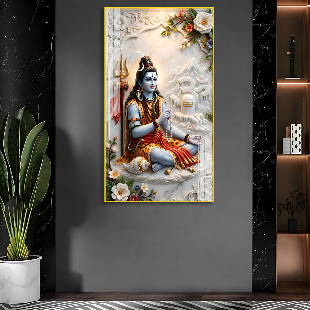 Lord Shiva Meditation Acrylic Wall Art for Home Temple Decor