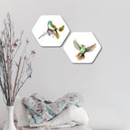 Birds Premium Hexagon Wall Painting Set of 2 -decorsmart