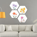 Flowers Hexagon Painting Set of 4 Pieces