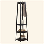 Modern Black Wooden Hall Tree Entryway Storage Organizer