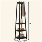 Modern Black Wooden Hall Tree Entryway Storage Organizer