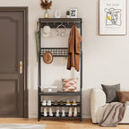 Minimalist Black Hall Tree Coat Rack With Bench and Shoe Rack