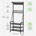 Minimalist Black Hall Tree Coat Rack With Bench and Shoe Rack