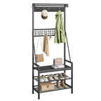 Minimalist Black Hall Tree Coat Rack With Bench and Shoe Rack