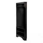 Entryway Corner Black Hall Tree With Hanging Hooks and Storage Compartments