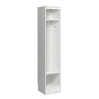 Minimalist White Hall Tree Entryway Organizer With Hooks And Shoe Storage